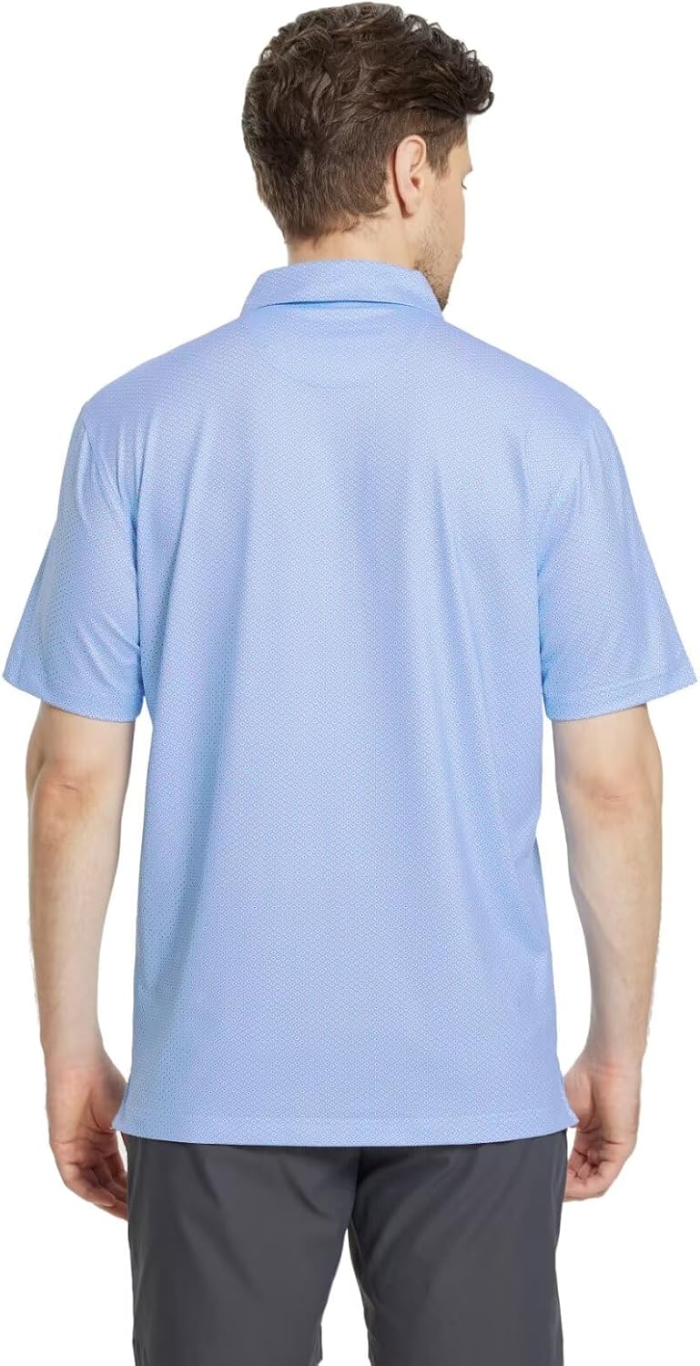 M MAELREG Mens Golf Shirt Short Sleeve Dry Fit Print Moisture Wicking Performance Patterns Collared Polo Shirt