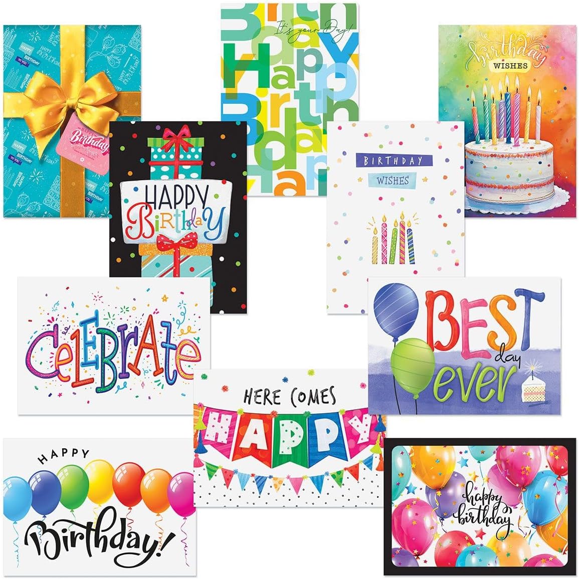 Current Confetti Celebration Birthday Cards Value Pack - Set of 20, Large 5 x 7 Inch Cards, Sentiments Inside, Envelopes Included
