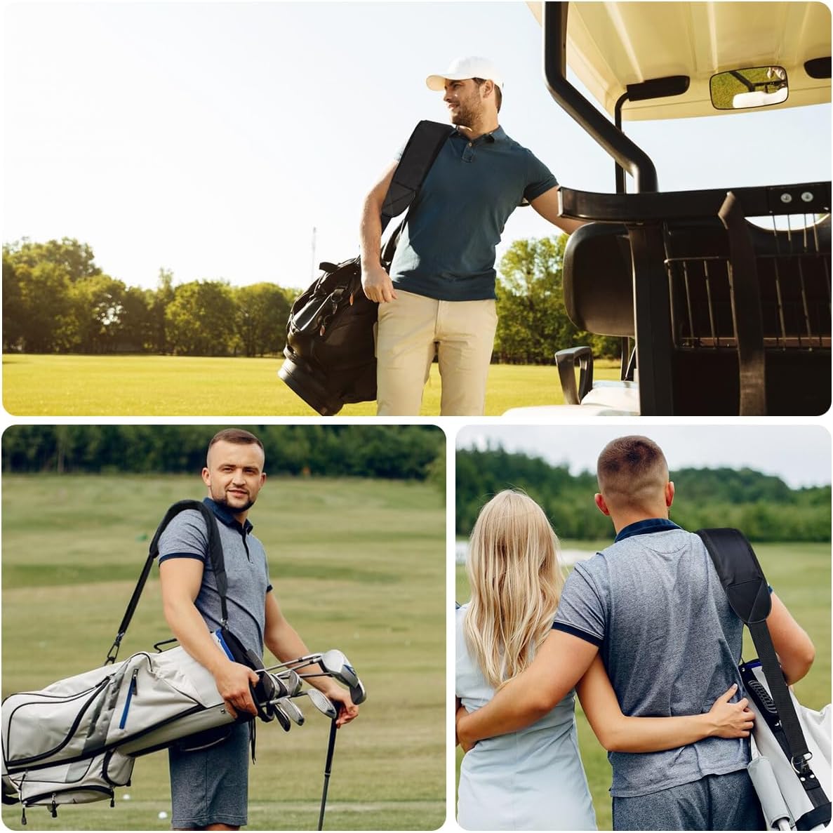 barudan golf Bag Strap Replacement Universal Single Shoulder Strap fits for All Brand Golf Bags (Black)