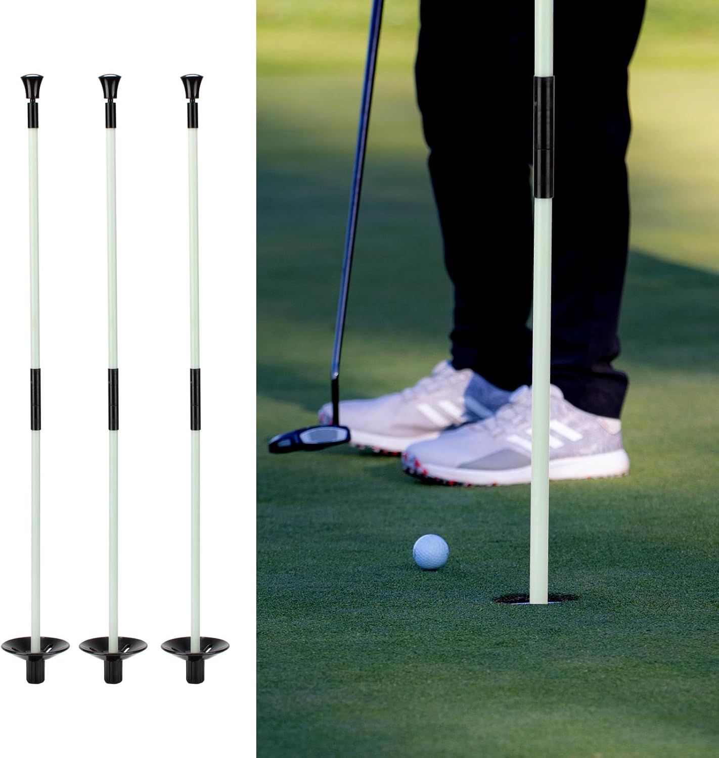 Golf Flagstick, Golf Pole Pin Flagpole Portable Detachable Design, Practice Putting Green Flag Stick for Yard Club, Backyard GolfCourse 3FT Heights Available, 1 Pack (1, Medium)