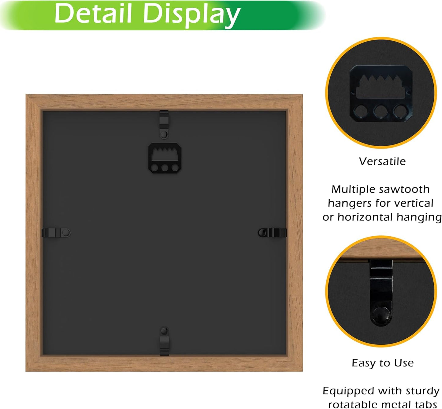 FrameWorks 8” x 8” Golden Oak Wooden Shadow Box Frame – Display Case with Soft Felt Back, Memory Box with Tempered Glass, Display Box with Elegant White Ball Push Pins, Wooden Flower Box