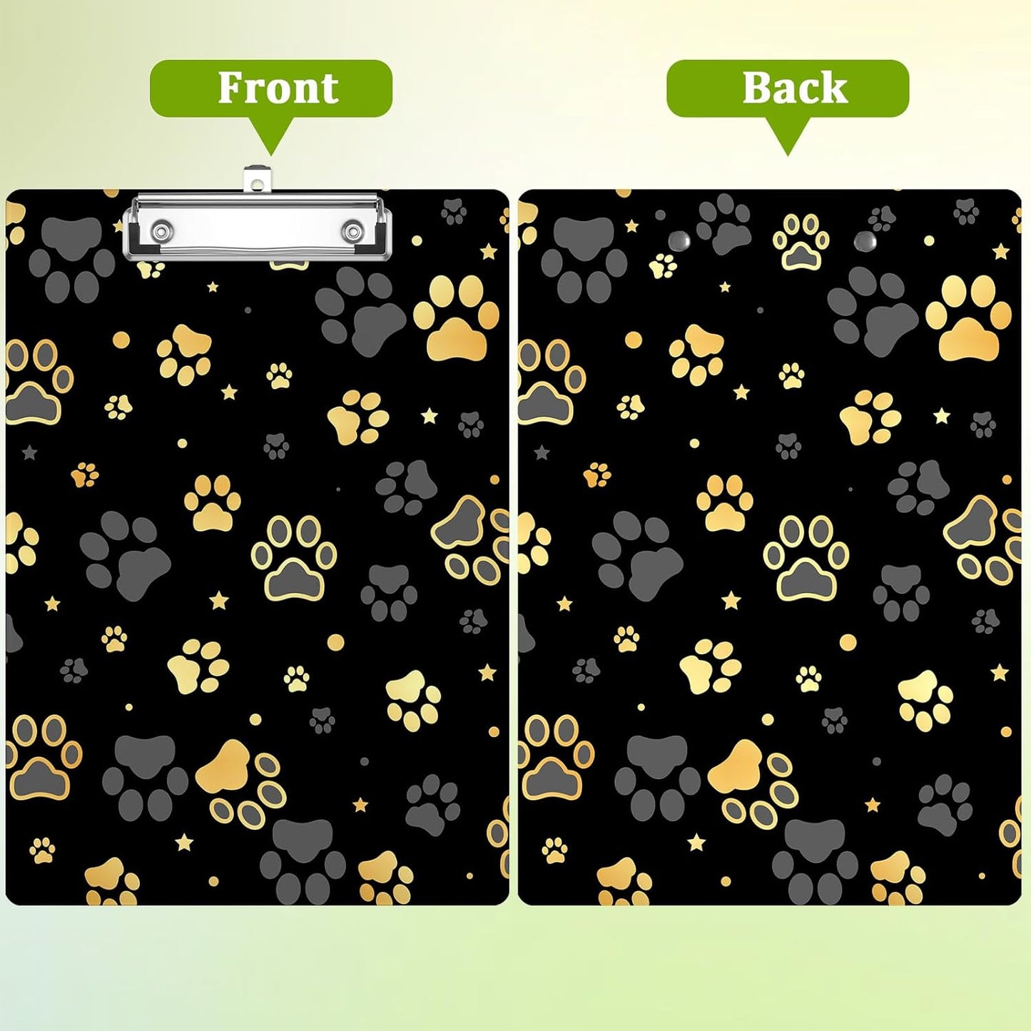 Dog Paw Clipboard,Decorative Acrylic Clipboard with Low Profile Metal Clip for Office,School,Teachers,Students Standard Letter Size 9x12.5