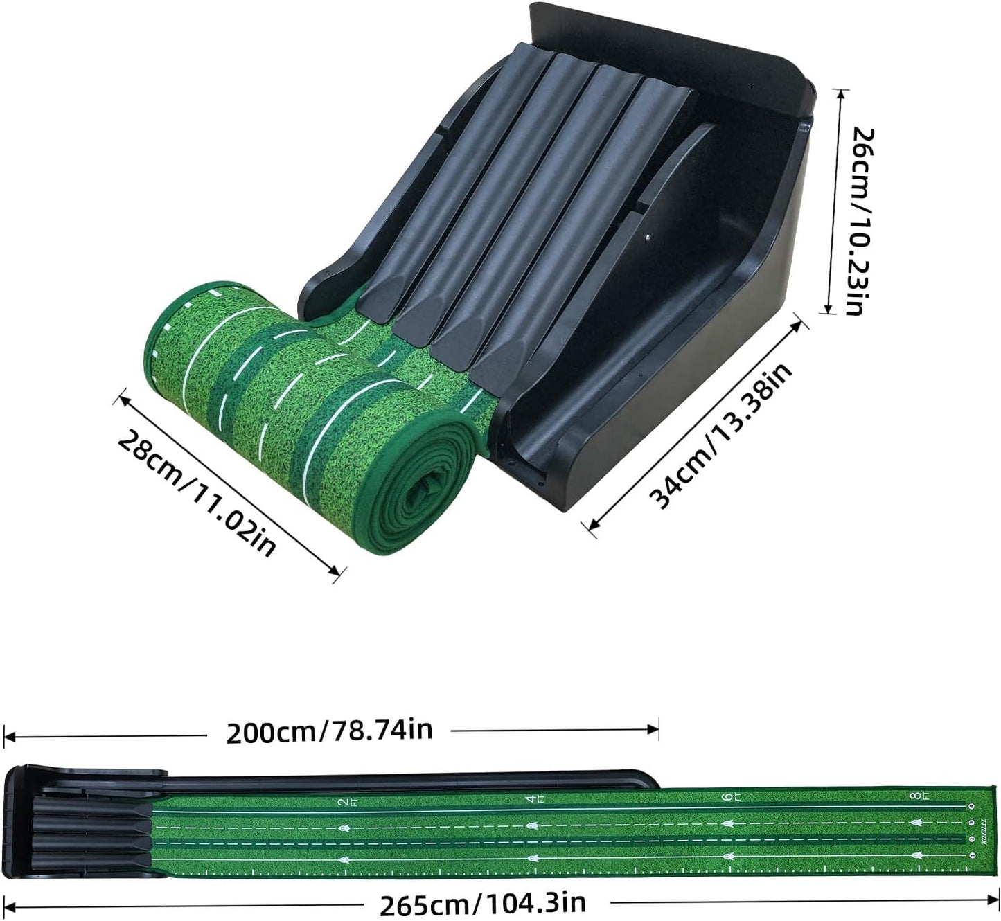 KOFULL Putting Green Mat, 4 Balance Boards Putting Mat, Greater Challenge and Fun, Golf Green Mat with Automatic Ball Return, Indoor & Outdoor Practice, Golf Gifts for Men