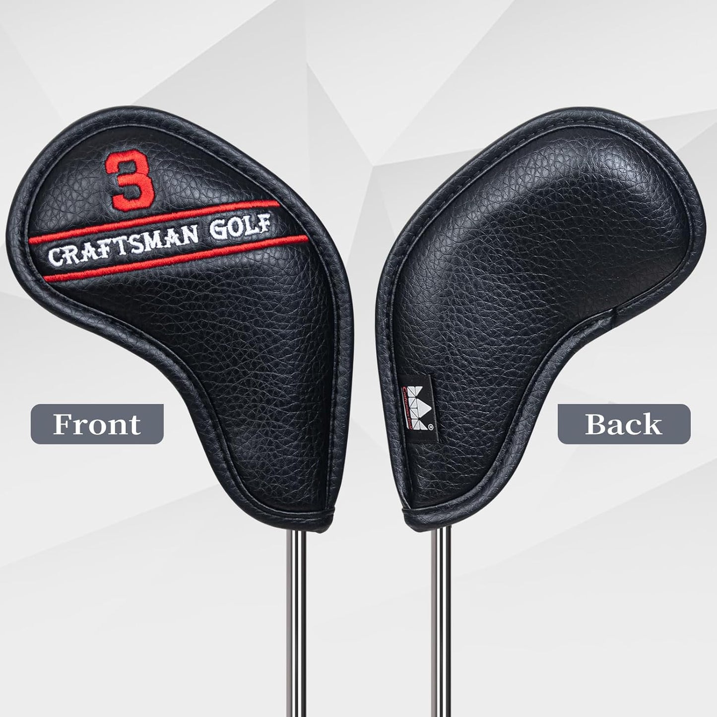 CRAFTSMAN GOLF 12pcs or 1pc Black Leather Golf Iron Head Covers Set Headcover Colorful Number Embroideried for Callaway Ping Taylormade Cobra Also Custom Version w/Your Name