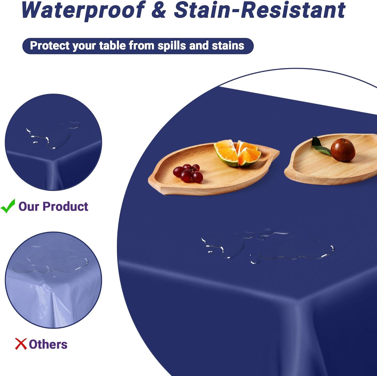 QZYL 12 PCS Navy Plastic Tablecloths, 54 in x 108 in Dinner Table Cloths, Rectangle Table Cover for Birthday Party Family Gathering Wedding