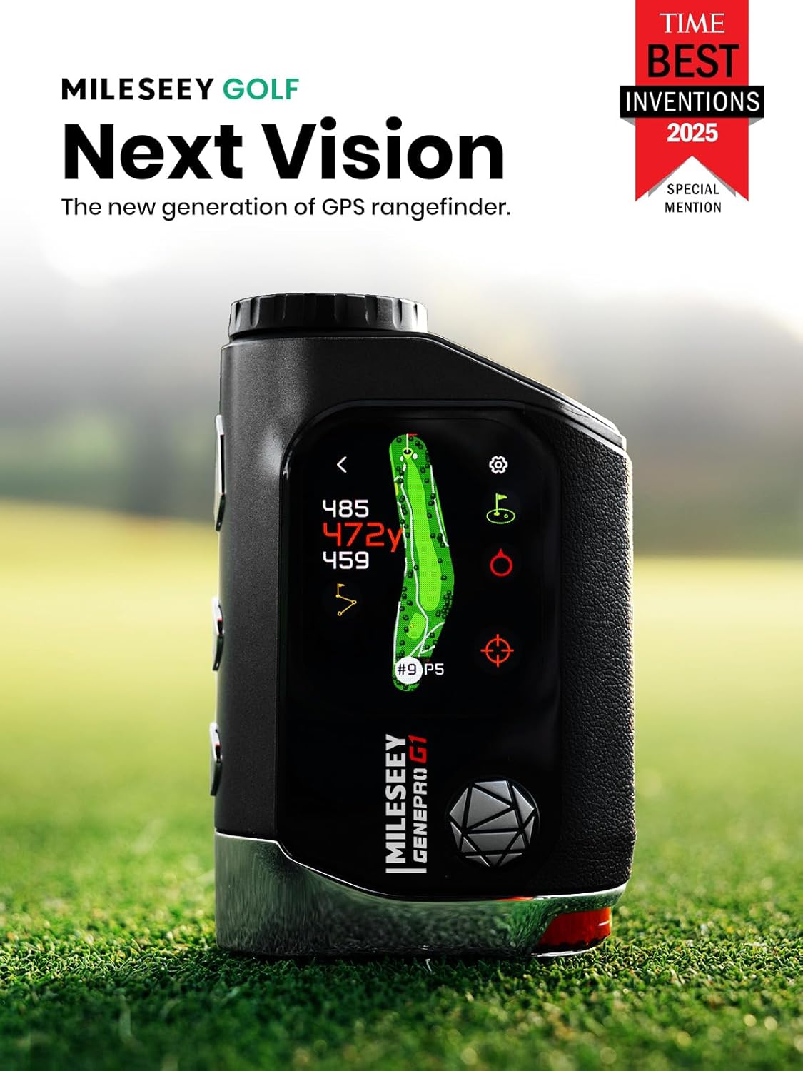 MILESEEY GenePro G1 Touchscreen & GPS Rangefinder with Slope, 43000+ Preloaded Courses, 1300 Yards Laser Range Finder Golf with Red & Green Display, 0.1s Flag Pole Locking Vibration, 6X Magnification