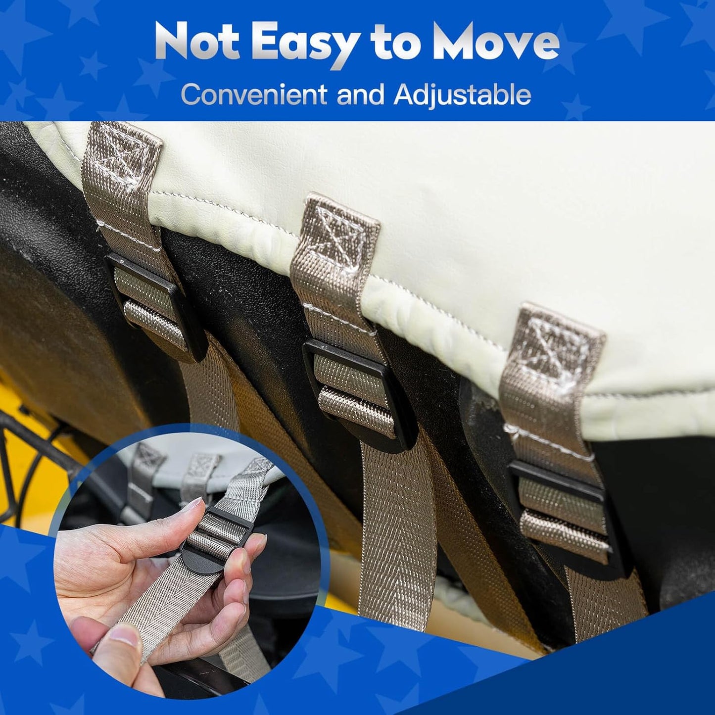 NOKINS 4PCS Golf Cart Seat Covers Kit, Front and Rear Seat Covers Fits YAMAHA/G29/Drive2 Standard Seat Cushion, Yamaha Vinyl Diamond Replacement Seat Covers, No Stapler(Oyster Gray)