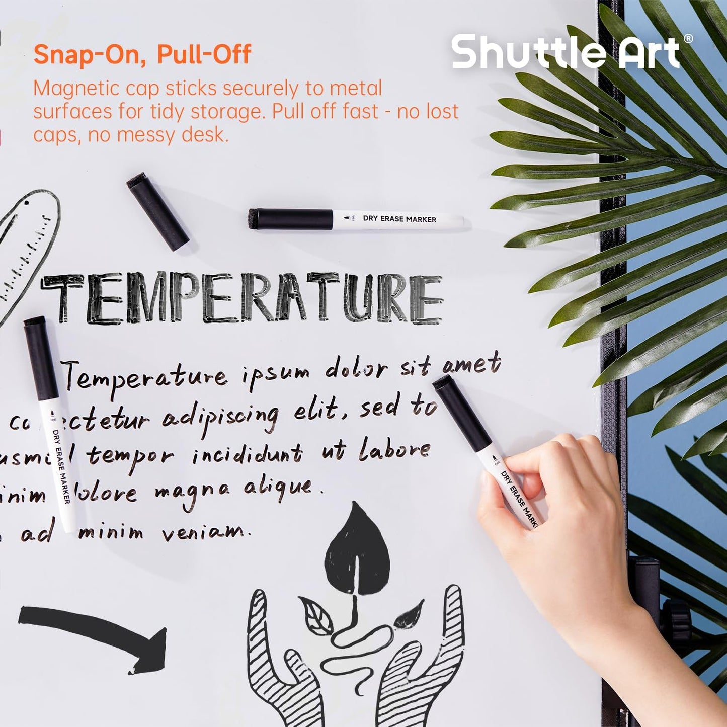 Shuttle Art Dry Erase Markers, 15 Pack Black Magnetic Whiteboard Markers with Erase,Fine Point Dry Erase Markers Perfect For Writing on Whiteboards, Dry-Erase Boards,Mirrors for School Office