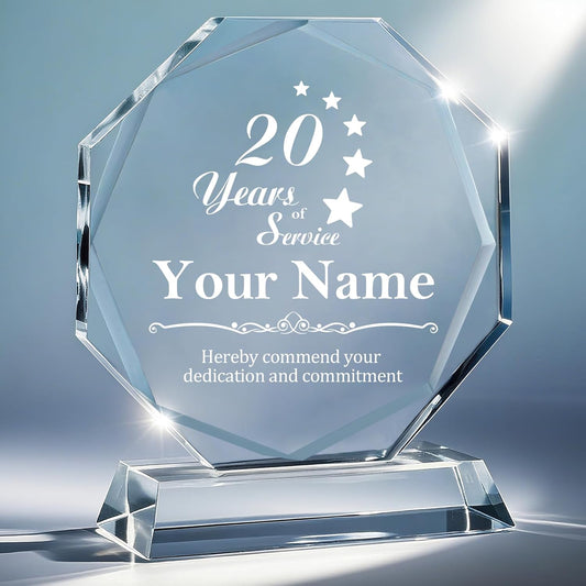 Personalized Crystal Trophy - Customizable Trophy Award with Name/Logo/Text for Retirement Plaque Employee Recognition Trophies