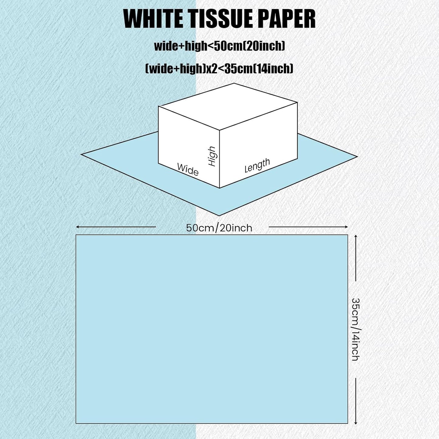 Shindel 120 Sheets Blue Tissue Paper, 20x14 Inch Light Blue Tissue Paper for Gift Bags Christmas Birthday Wedding Baby Shower Party Decorations DIY Craft Supplies