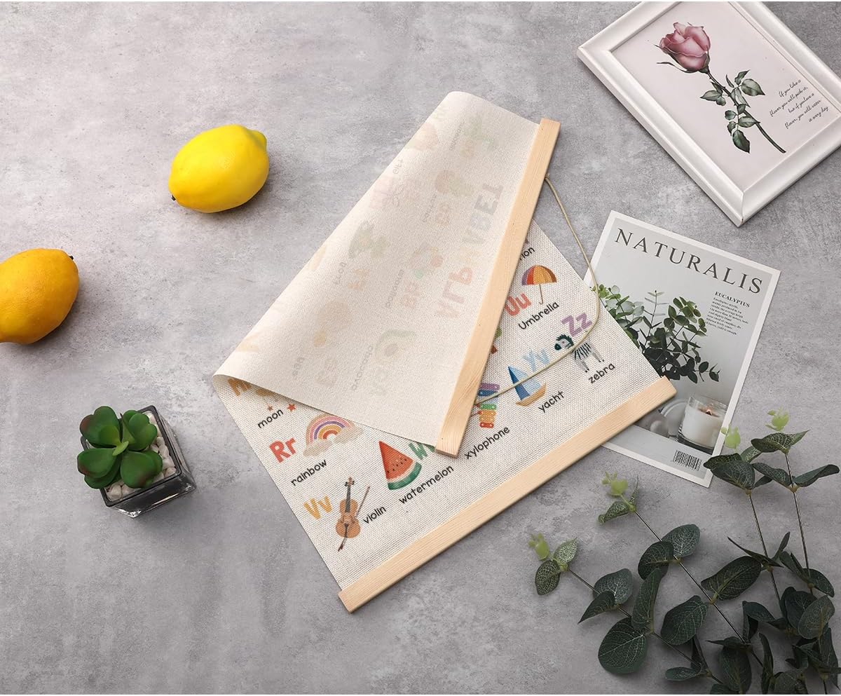 Alphabet Poster Hanger, Alphabet ABC Chart Nursery Decor Wall Decor, Toddler Learning Posters, Educational Posters Wall Art Wall Hanging Banner Farmhouse Living Room Playroom Home Baby Room Decor