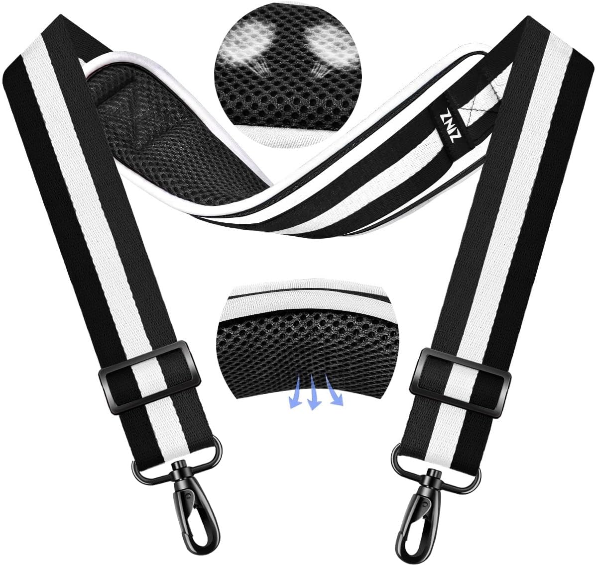 ZINZ 79.5" Universal Bag Strap with Ultra-Thick Fixed Breathable Pad Adjustable Heavy-Duty Shoulder Strap for Laptop Bag Crossbody Luggage Gym Bag Camera Bag and More -TW01B03