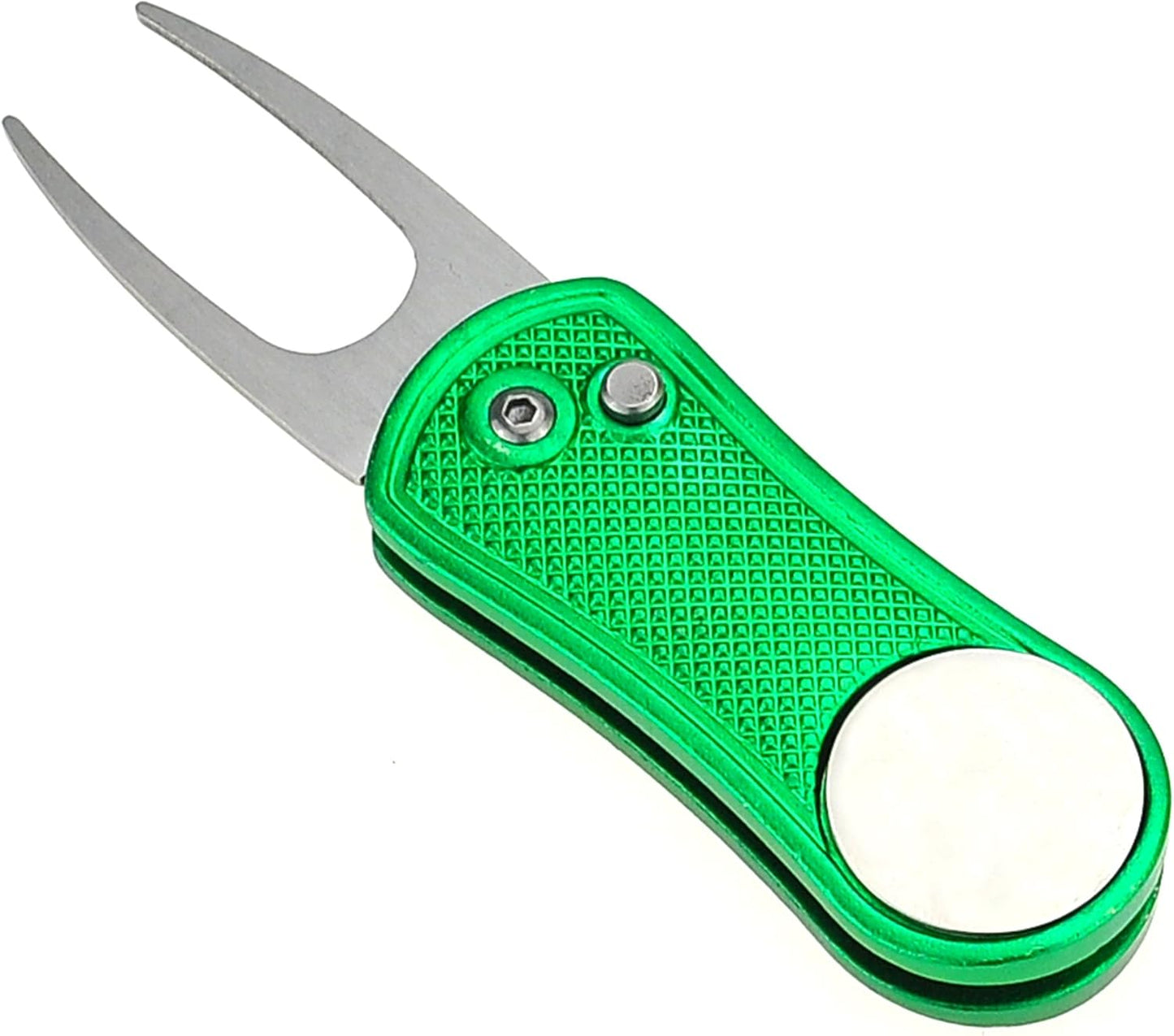 Mile High Life Golf Divot Repair Tool, All Metal Foldable Divot Tool with Pop-up Button & Magnetic Ball Marker