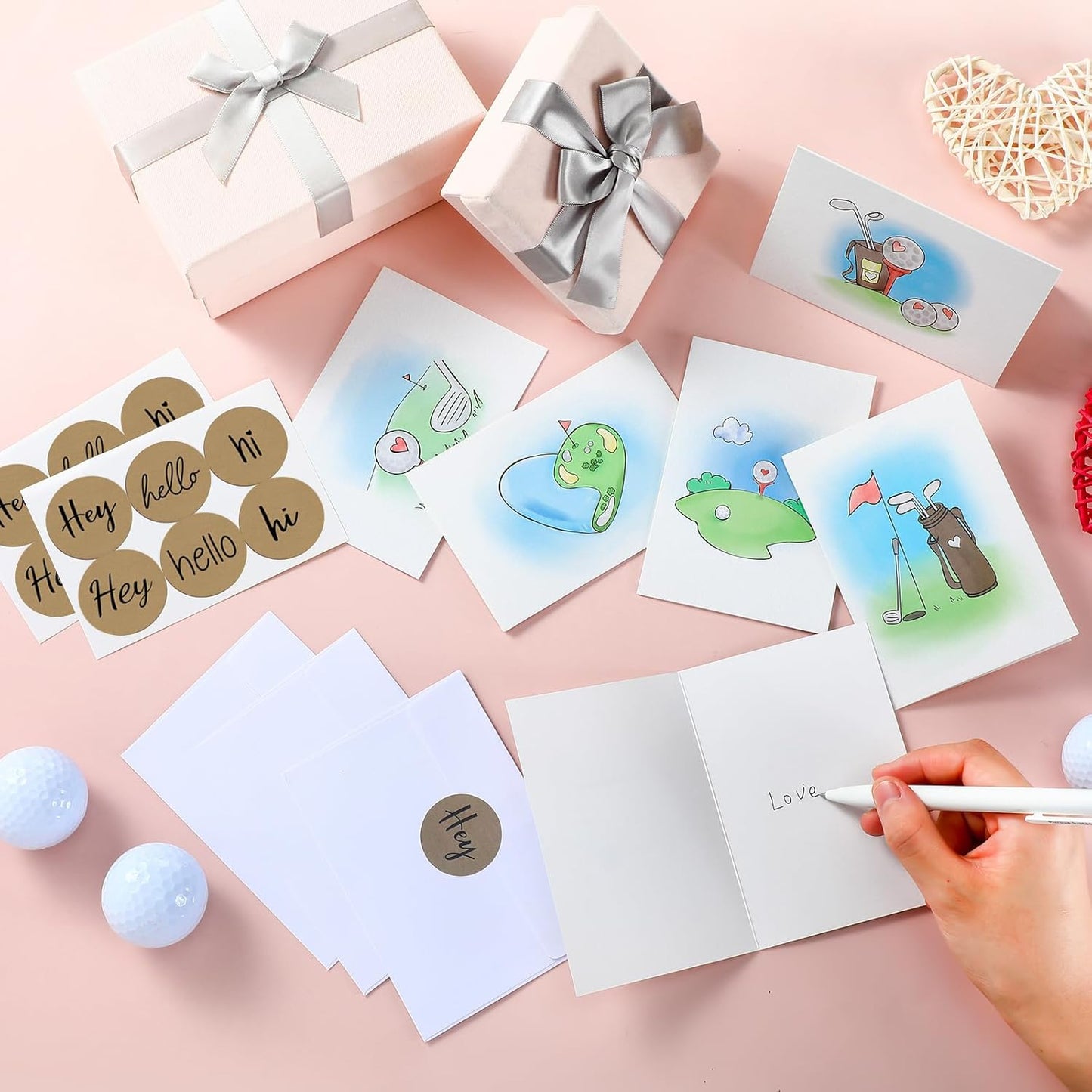 36 Pack Golf Cards Set Golf Love Greeting Cards with Envelopes and Sticker Seals for Him Gifts for Lovers Husband