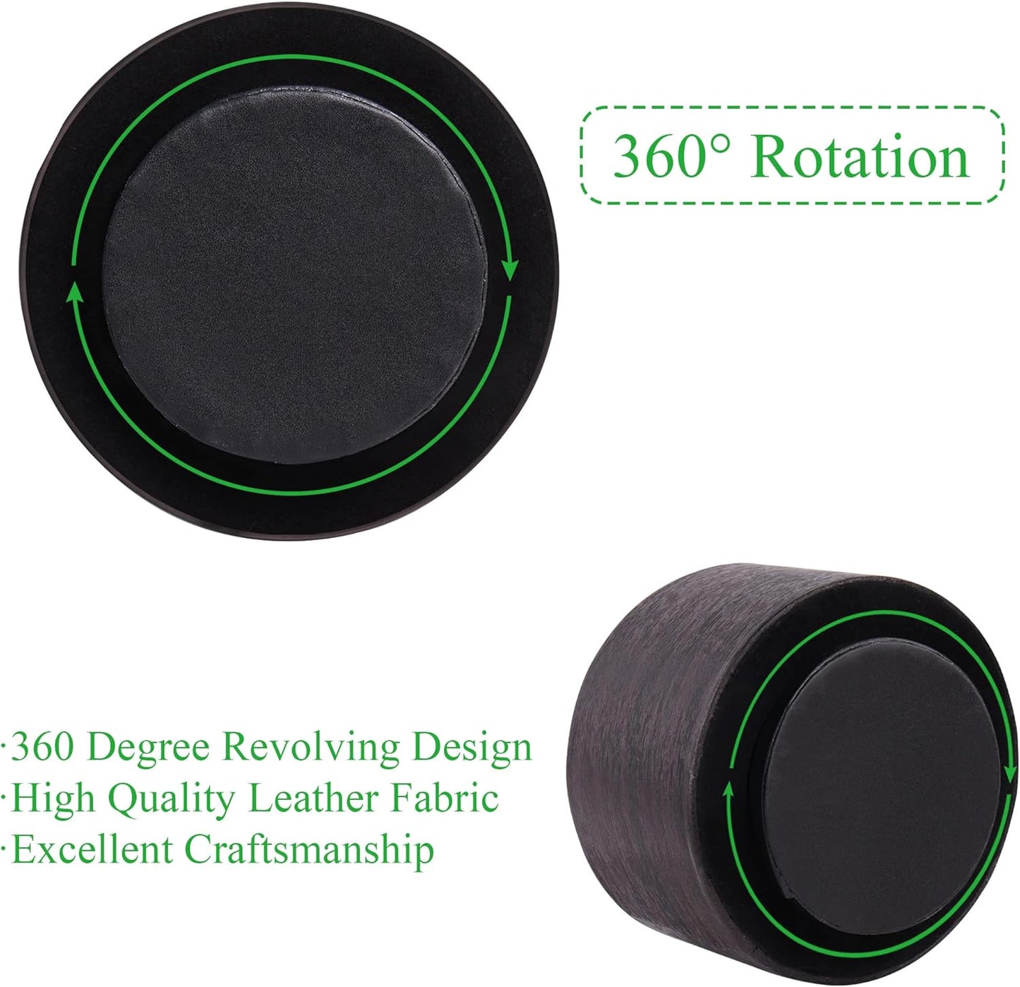 Hennaja Round Leather Art Supply Organizer,Remote Control Holder,360 Degree Spinning,Multi-Functional Pencil Holder,4 Compartments Desktop Stationary Organizer(1-Dark Brown2)