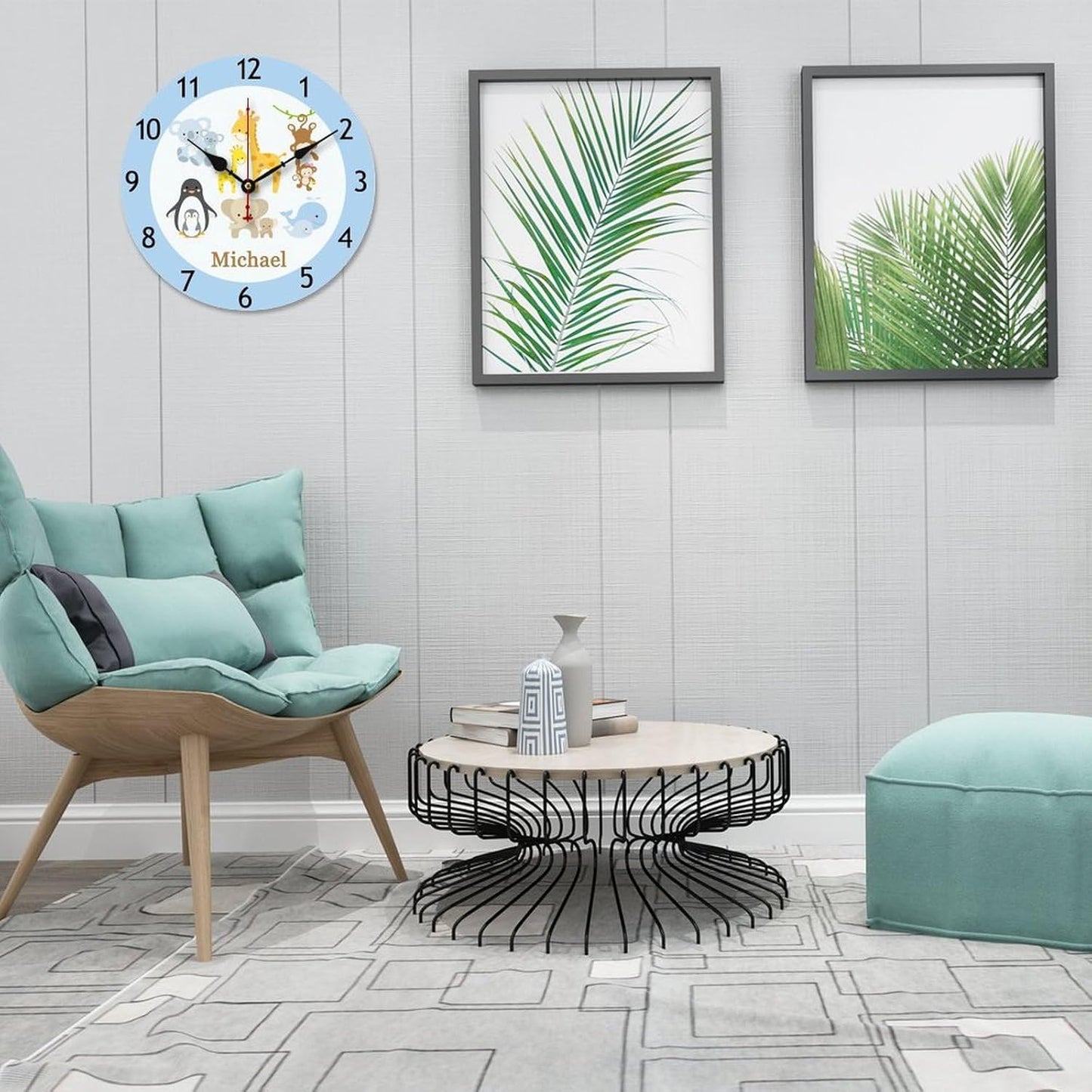 10 inch Golf Ball Personalized Name Wall Clocks Battery Operated for Kids Bedrooms Nursery School Playroom Decor,Custom Kids Name Wall Clock, Wood Round Clock Silent for Children Room Decor