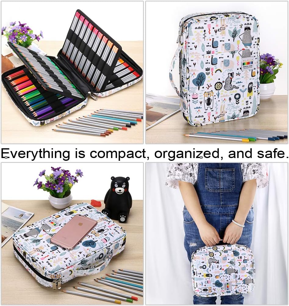BTSKY Portable Colored Pencil Case - Colored Pencil Organizer Holds 166 Pencils or 112 Gel Pens Large Capacity Zippered Pencil Holder Gel pens