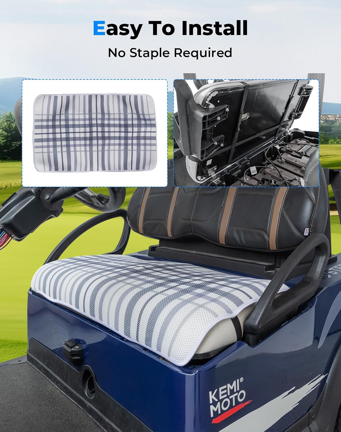 KEMIMOTO Universal Golf Cart Seat Towel Blanket Covers for All Weather, Compatible with EZGO, Club Car and More 2-Seat Golf Carts