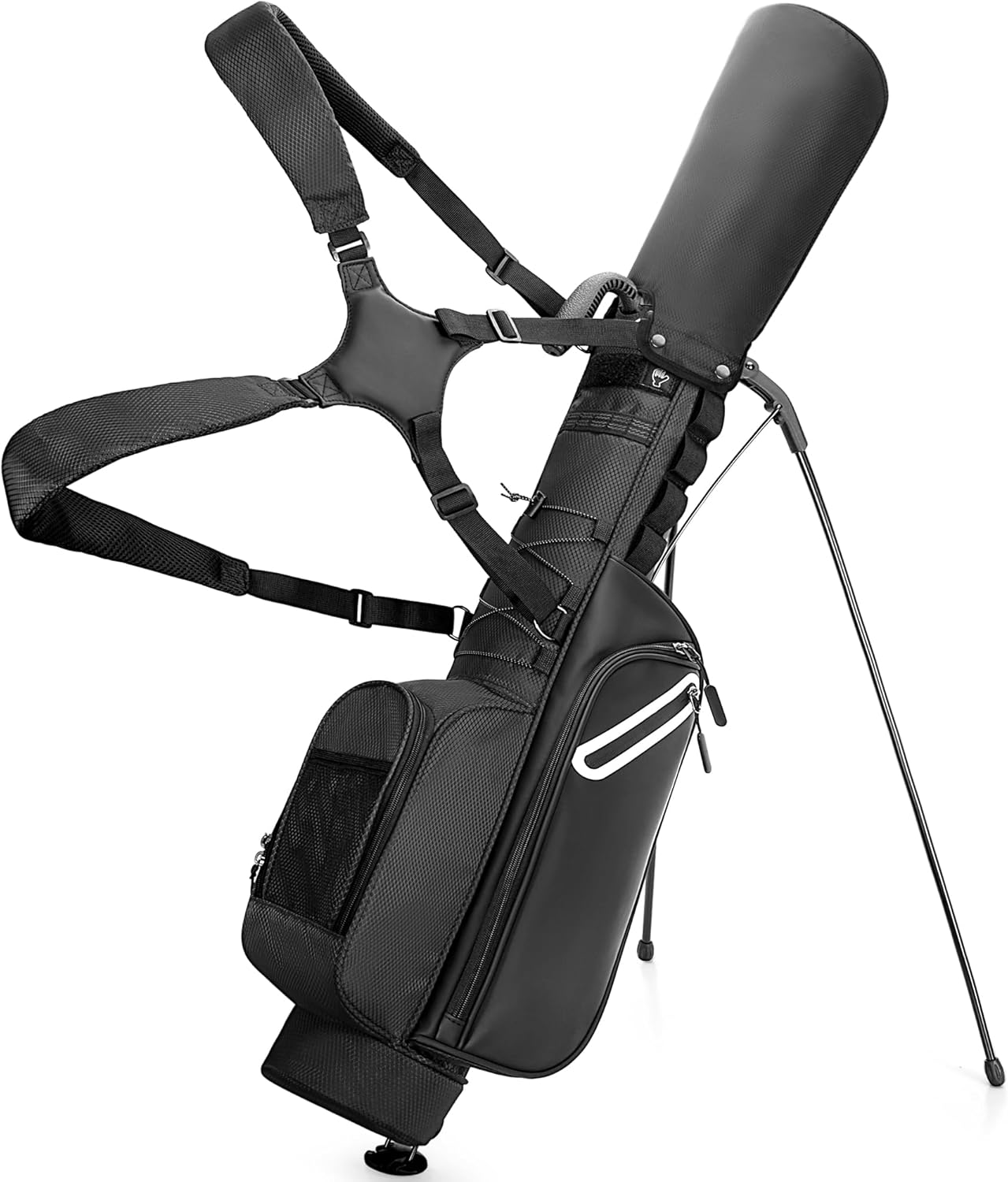 Golf Stand Bag Fit Up to 7 Clubs, Compact Design for Par 3 Courses and Driving Range, Lightweight Pitch and Putt Golf Bag, with Padded Double Strap, Rain Cover, Accessory Pockets