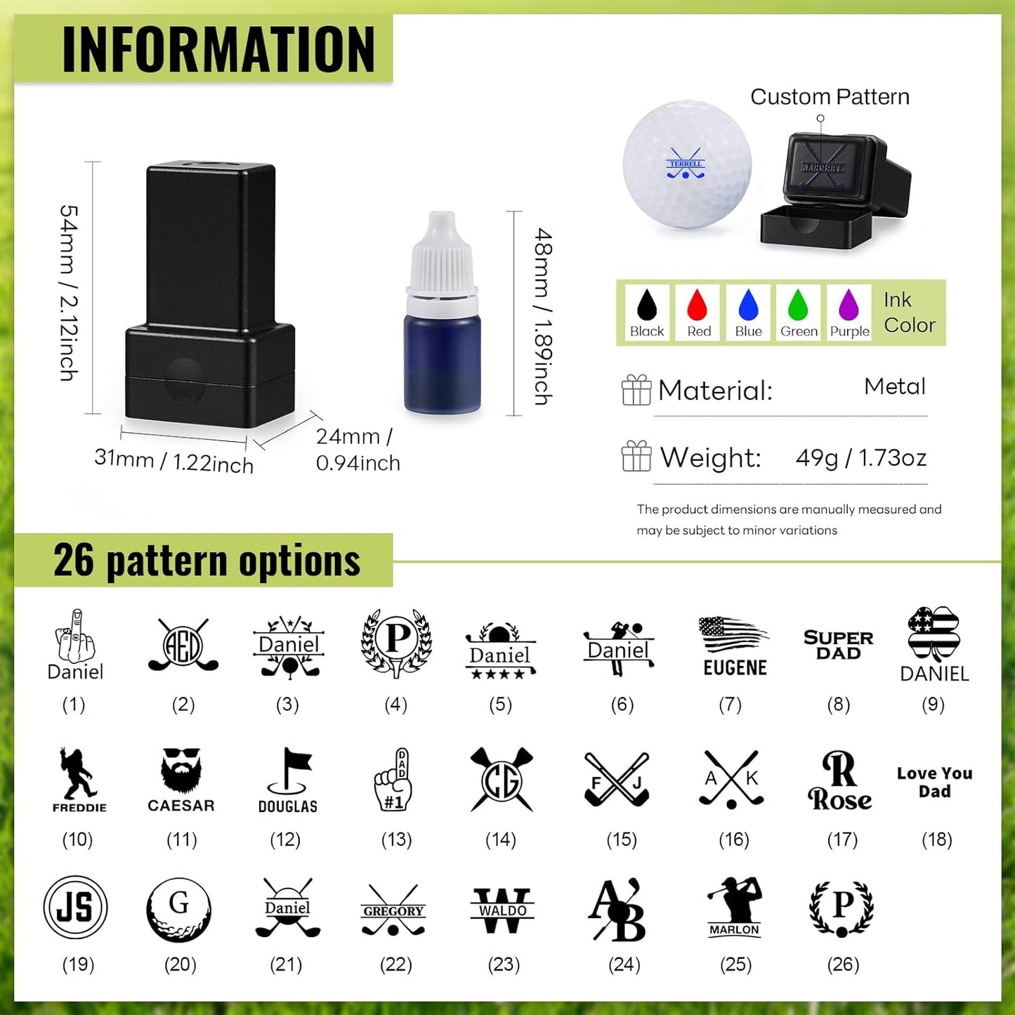 Golf Ball Stamp Personalized, Custom Golf Ball Stamper, Waterproof Golf Ball Stamp Markers, Ideal Retirement Golf Gifts for Dad Husband Grandfather, Golfing Accessories