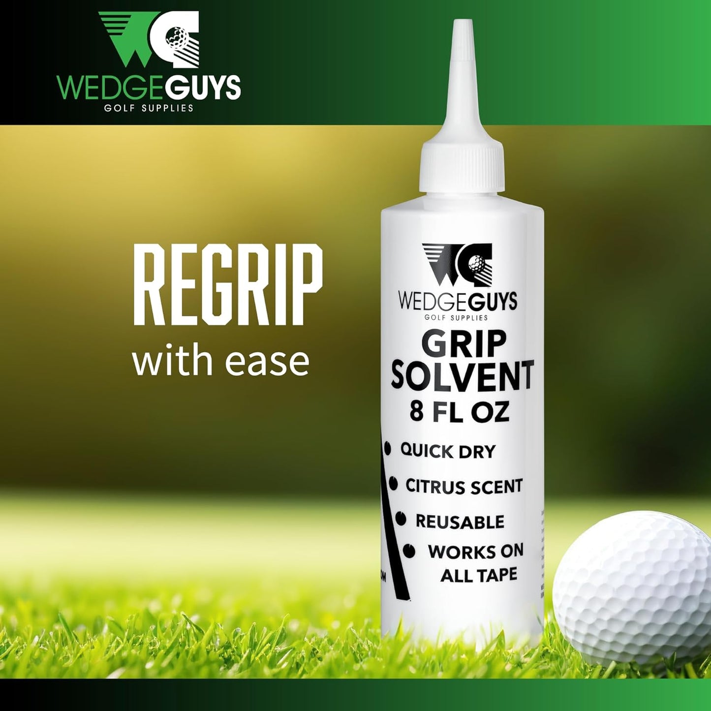 Wedge Guys Professional Golf Grip Tape Solvent for Regripping Golf Clubs | Golf Grip Solvent Solution for Easy Regripping and Golf Club Repair |