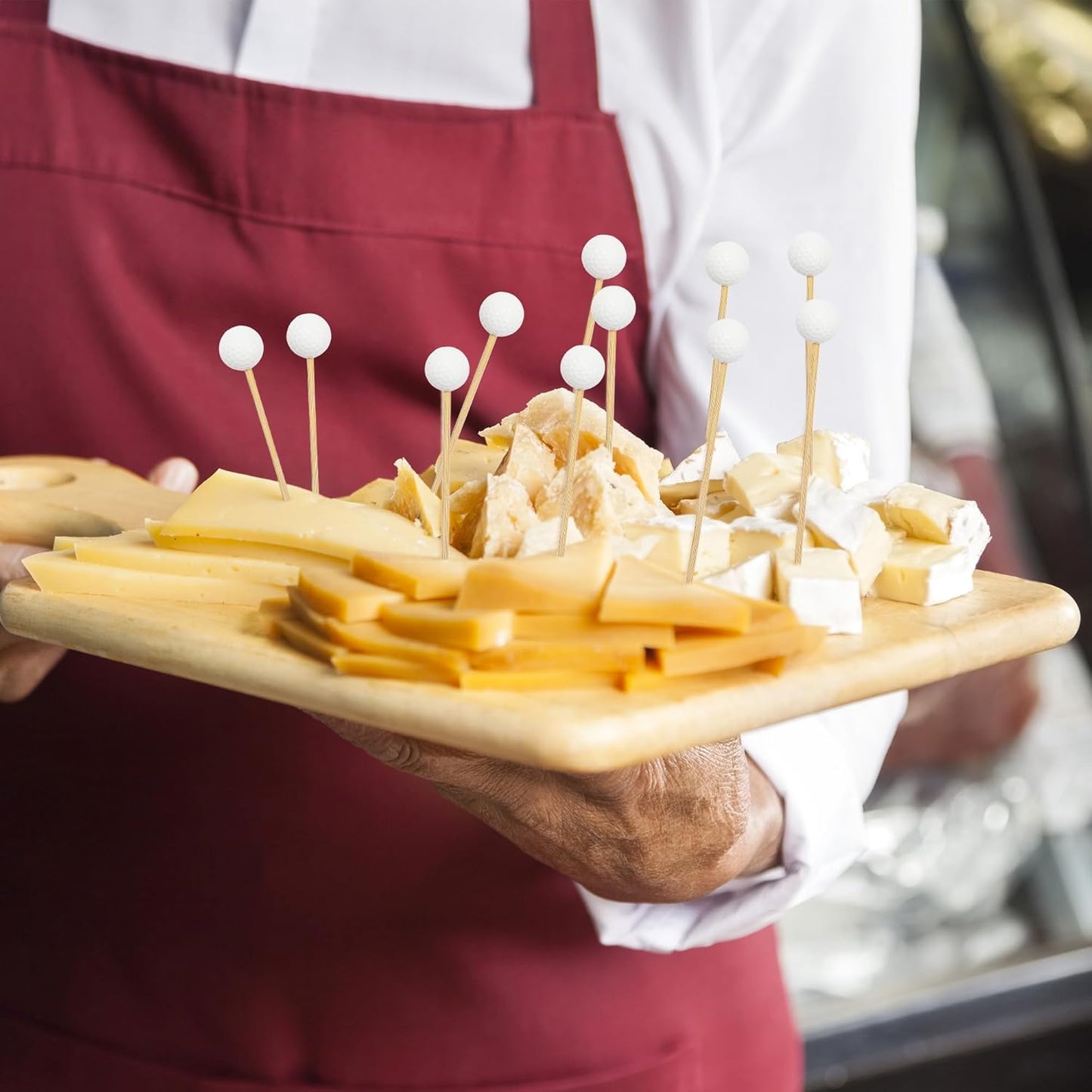 Aodaer 100 Pieces Golf Toothpicks 4.72 Inch Golf Skewers Golf Cocktail Picks Golf Fruit Picks Decorative Toothpicks for Appetizers Cocktail Garnish Sports Party Supplies, White