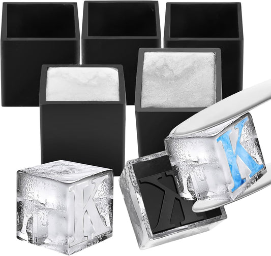 6 Pcs 2" Letter Silicone Personalized Ice Cube Mold,Personalized Ice Mold with 2mm Depth,Create Unique Whiskey Ice Cubes in Style with our Customizable Ice Mold (Letter K)