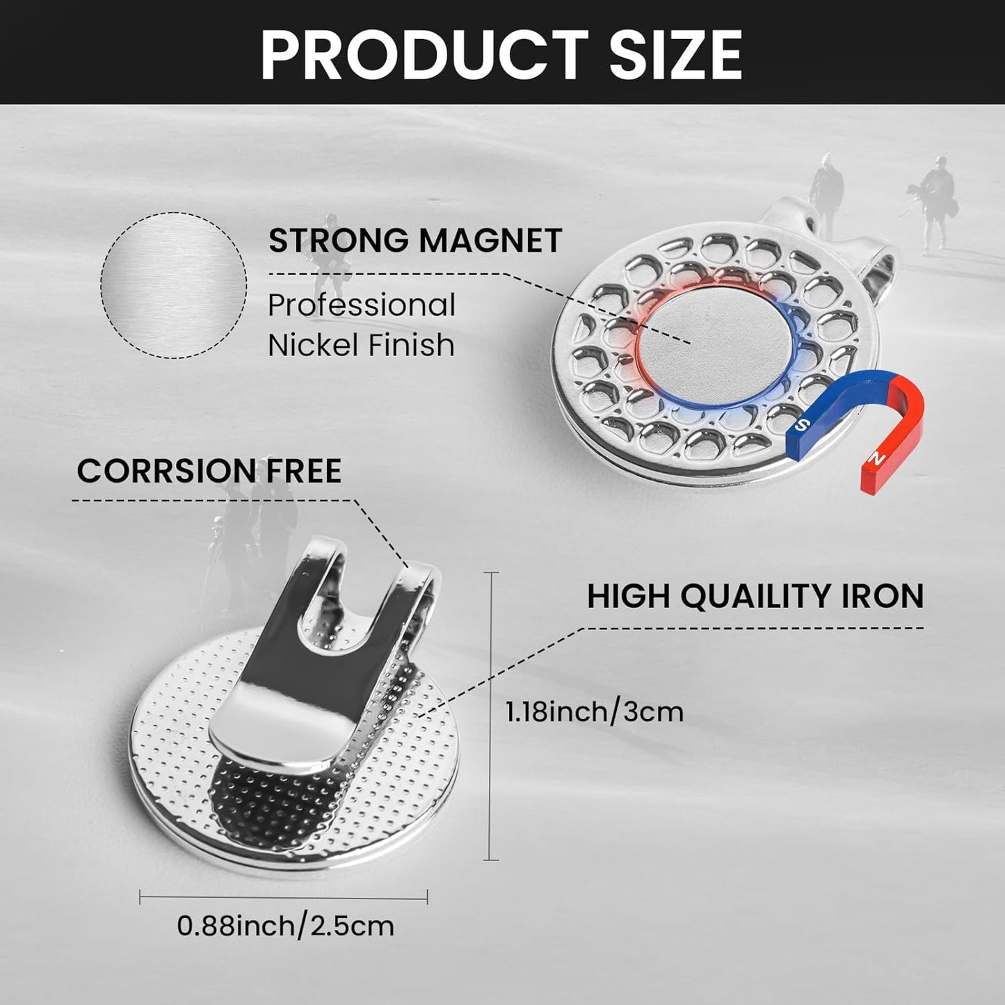 Amy Sport Strong Magnet Golf Ball Marker Hat Clip Value Pack 20/40, Compact & Durable Marker Holders Easily Attach to Golf Cap or Belt, Gold & Silver Accessories for Men Women Kids