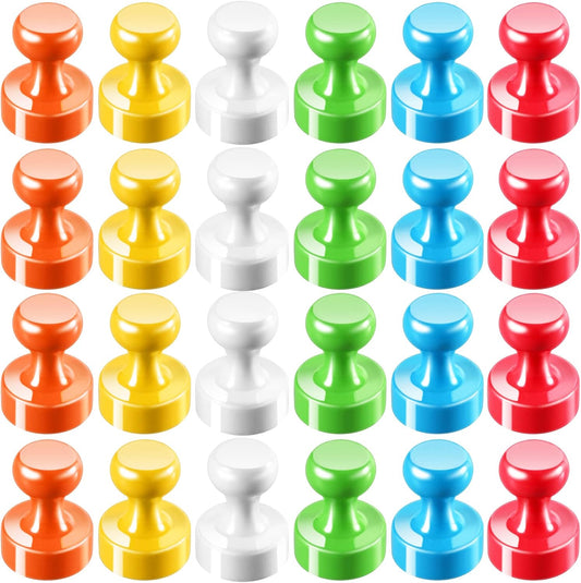 24Pack Colorful Push Pin Magnets 6 Assorted Color Office Magnet for Whiteboard Small Magnetic Push Pins Strong Magnets Fridge Perfect for Refrigerator White Board Map School Classroom Teacher