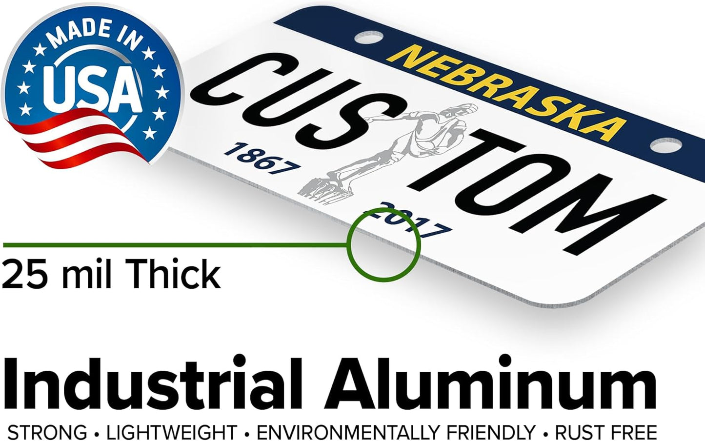 Mini License Plates, Personalized License Plates, Custom for Car, Bikes, ATV, Kids Car, Golf Cart, Jeep, 2x4 Inch, Rust-Free Fade Resistant Aluminum, USA Made by My Sign Center (Nebraska)