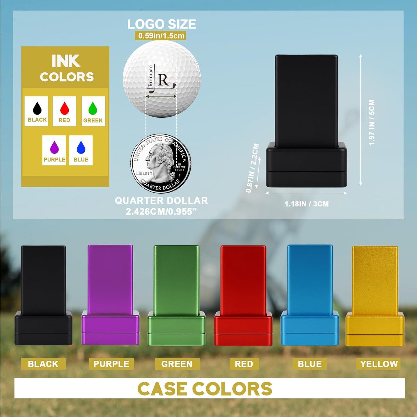 Personalized Golf Ball Stamp | Self-Inking Quick-Drying Golf Ball Marker Tool | 6 Color Options Custom Name Stamper for Golfers | Christmas Father's Birthday Gift | Golf Accessories for Men