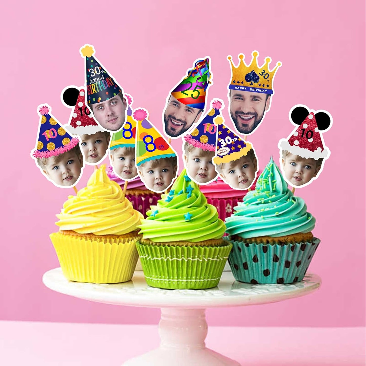 Custom Toothpick Flags with Photo 100Pcs, Personalized Cheese Markers for Hamburger Cupcakes Toppers Party Decoration Food Labeling