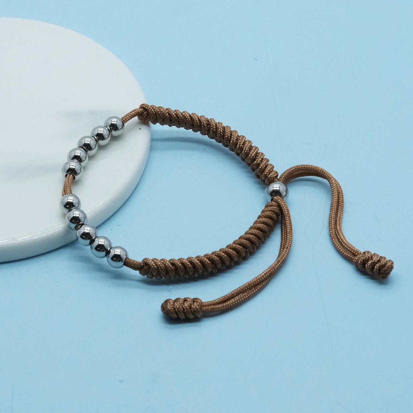 LAMIBEE Premium Golf Stainless Steel 10 Bead Score Counter Bracelet, Golf Stroke Count Bracelet, Resizable Easy Adjust Golf Round Scoring Tracker, Durable Stylish Golf Accessory