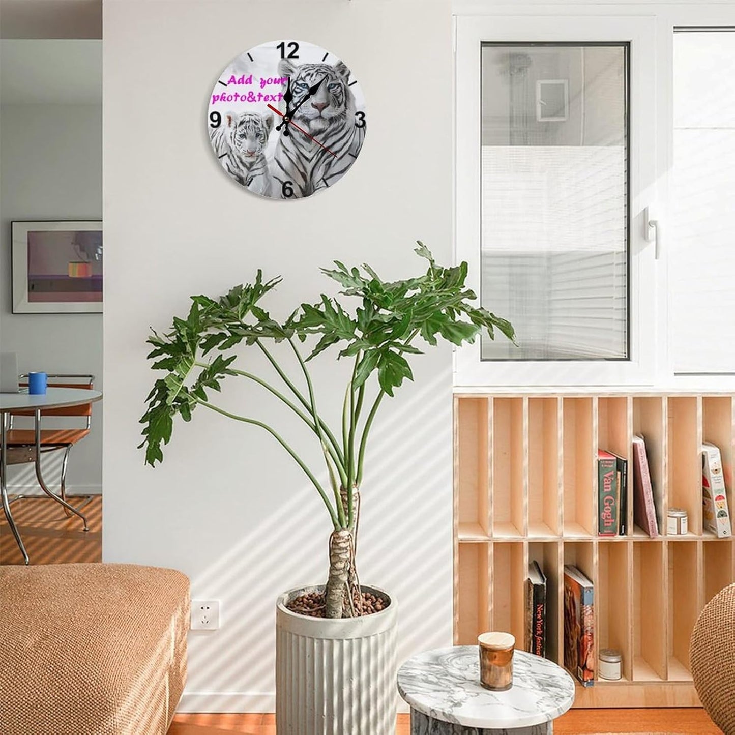 Custom Wall Clock,Personalized Wood Clock add Your Photo/Text,Customizable Silent Round Decoration for Kitchen Bathroom 15.7inch style3