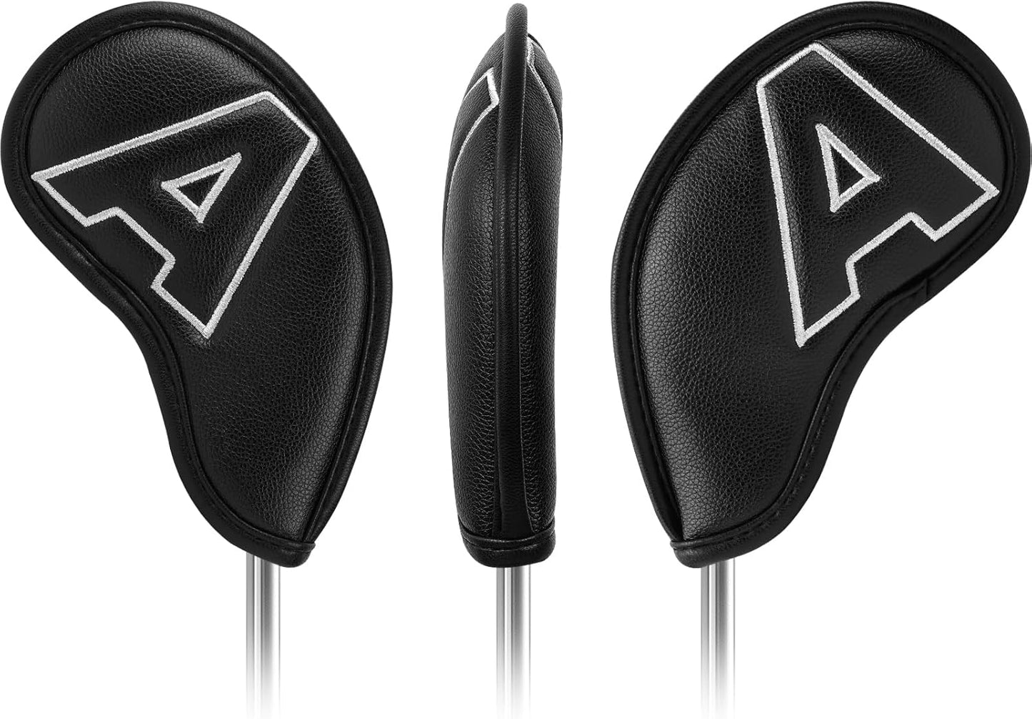 Craftsman Golf 10pcs Red No. on Both Sides Magnetic Closure Classic Black Leather Iron Headcover Covers Set Travel Cases Protector Available Custom with Name