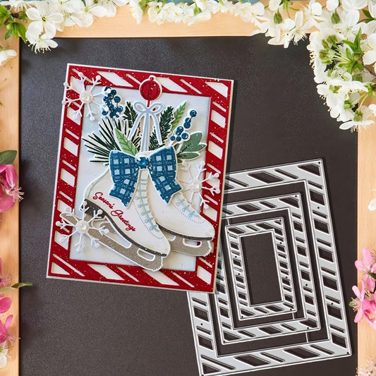 Metal Cutting Die for Scrapbooking - Cut Stencils for DIY Scrapbook Photo Album Decorative Paper Card, Card Making Supplies & Crafting Die Cut (Three Squares 5.5 x 4.3 in)