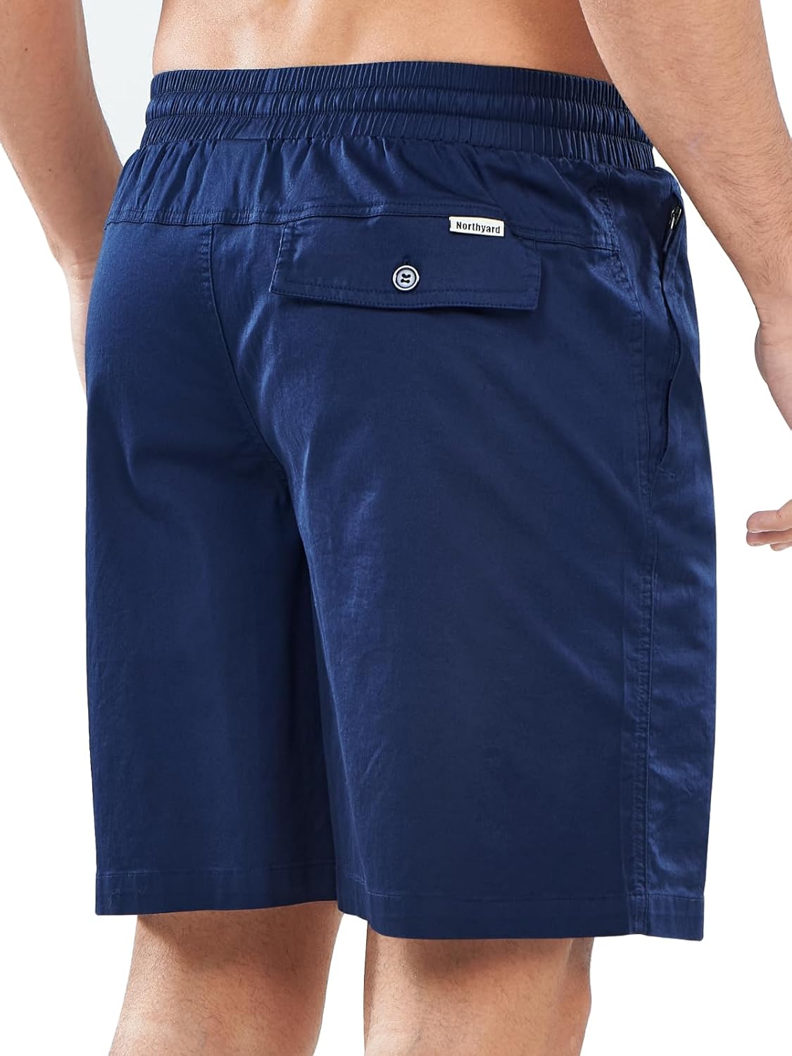 NORTHYARD Mens Casual Shorts-Cotton 9" Golf Hiking Drawstring Elastic Waist Work Shorts with Zipper Pockets