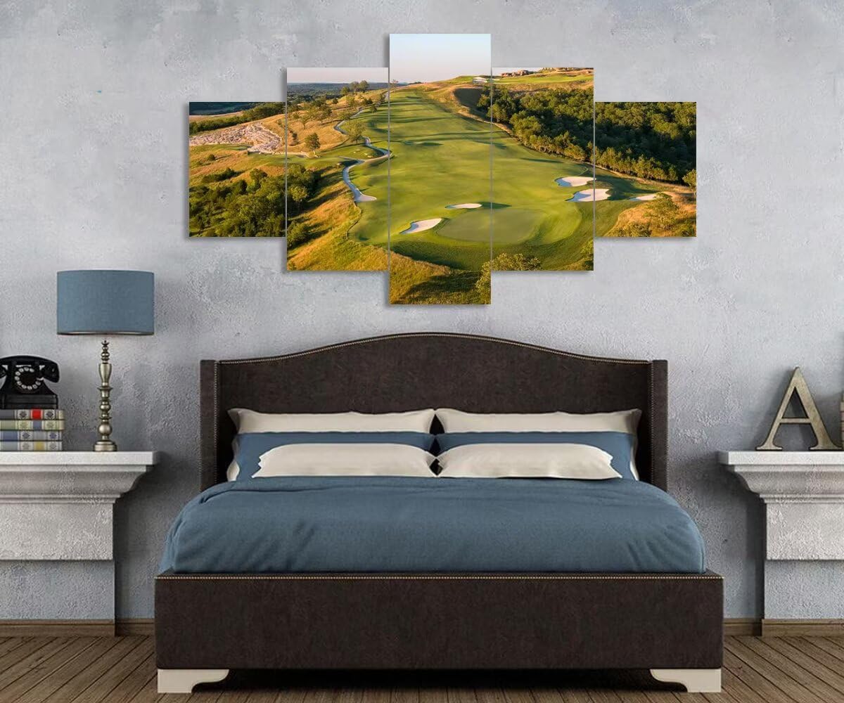 chenchenArt Paynes Valley Golf Course Wall Art for Office Living Room Bedroom Wall Decorations Paynes Valley Golf Course Picture Poster Canvas Prints Framed Ready to Hang(50''W x 24''H)