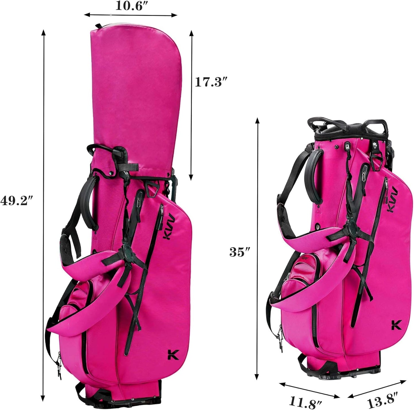 KVV Lightweight Golf Stand Bag with 7 Way Full-Length Dividers, 5 Zippered Pockets, Automatically Adjustable Dual Straps，Elegant Design