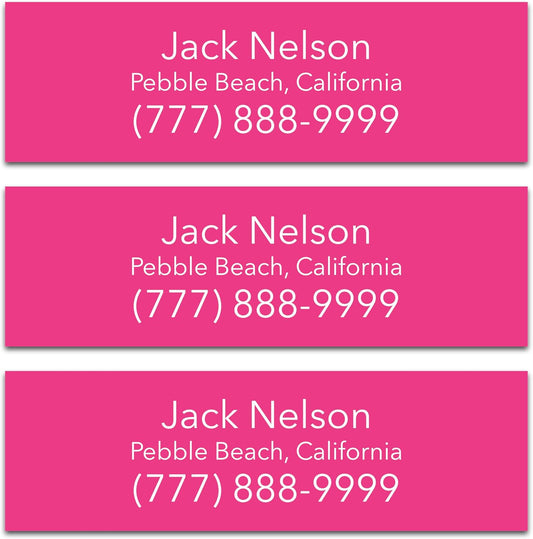 Personalized Golf Club Name Labels (30 Labels) - Custom Waterproof Name Stickers for Golf Clubs (Pink with White Text)