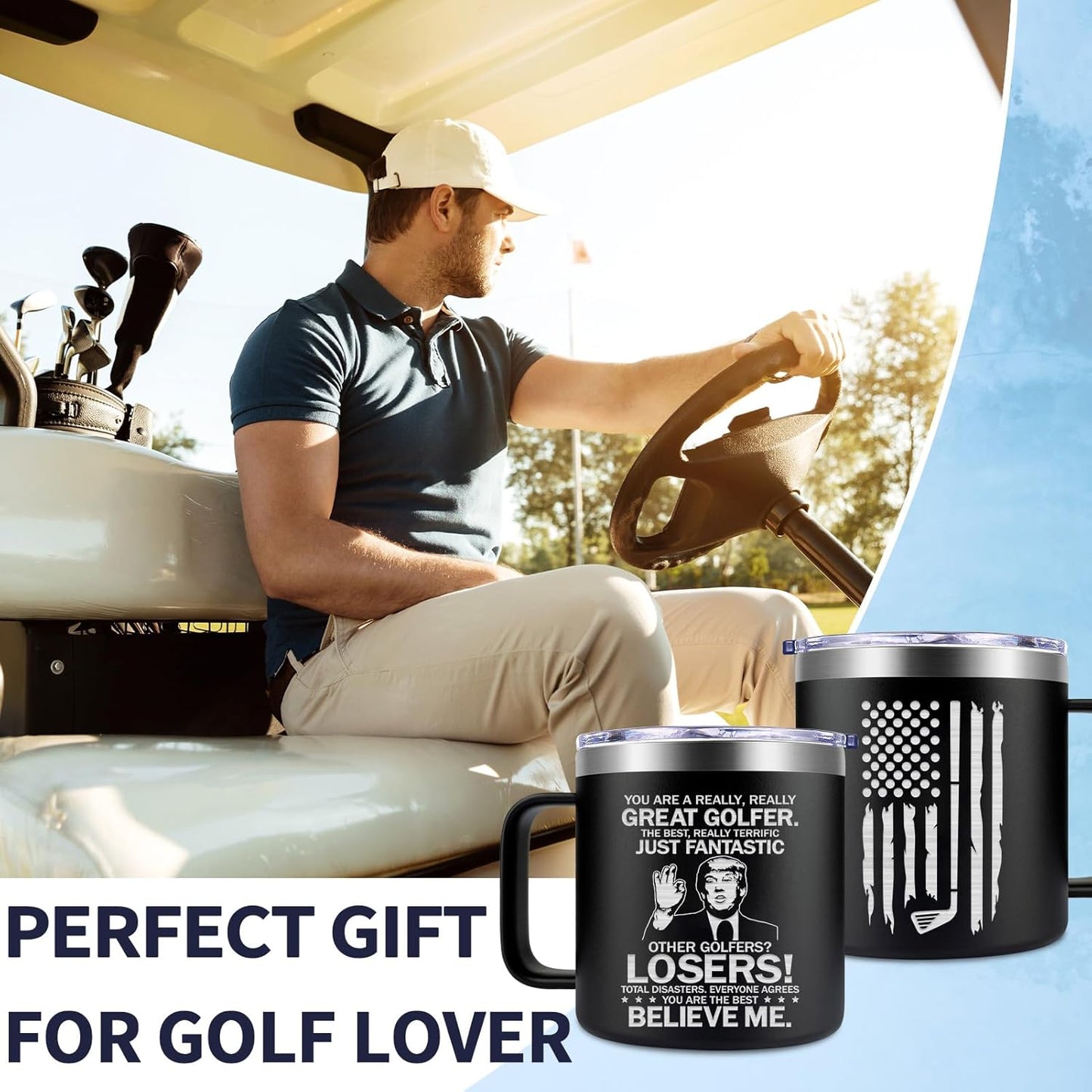Fufendio Golf Gifts for Men - Best Golf Gift 14oz - Fathers Day Golfs Gifts for Dad Grandpa Brother Men Golfers Him - Christmas Gift