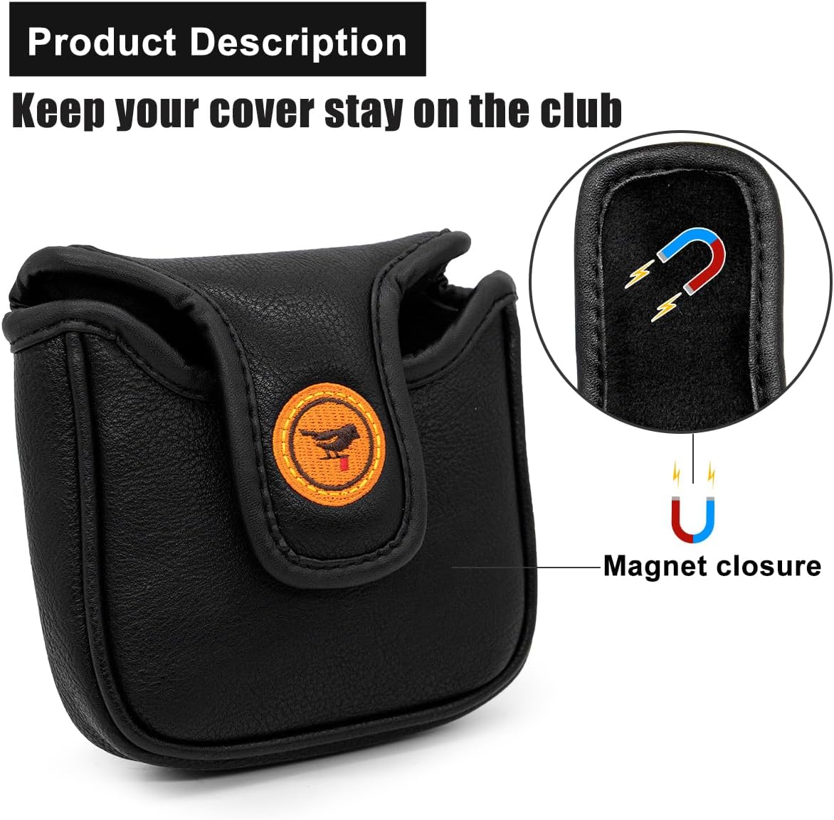 Golf Club Headcover 3 Wood Headcover Birdie Design Magnetic Closure Elegant Embroidery Premium Leather Driver Fairway Wood Hybrid Blade Mallet Putter Cover