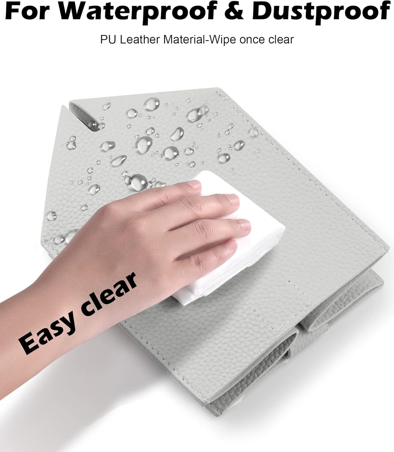 Tissue Box Cover for PU Leather, Modern Simple Solid Color Holder Square Tissue Bag, Ideal for Bathrooms,Office,Car,Outdoor Tent,Dining Table,5"X5"X5", Single Light Grey