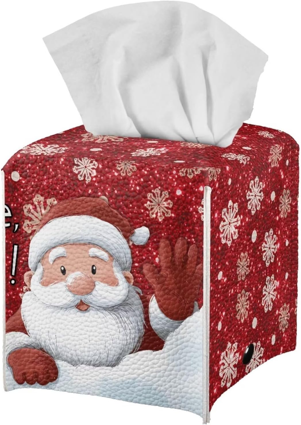Christmas Tissue Box Cover Cute Santa Tissue Box Holder 5x5x5 inch Modern Home Decor Red Facial Paper Organizer Holder for Office Bedroom Car Bathroom