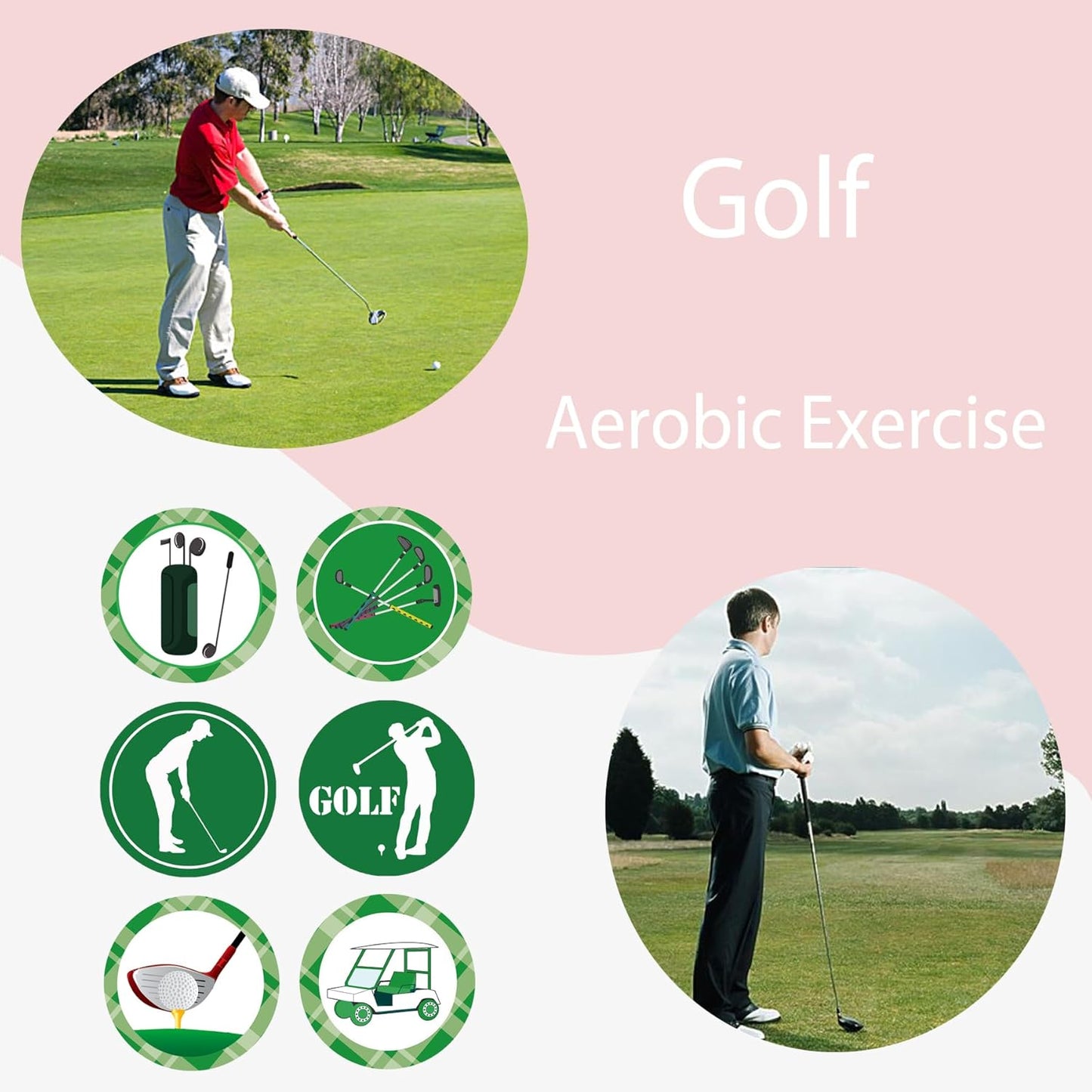 Golf Sport Stickers Themed Party Decorations Labels 2 inch - Birthday Baby Shower Retirement Party Favors Golf Labels for Scrapbooking Crafts 180 Pcs