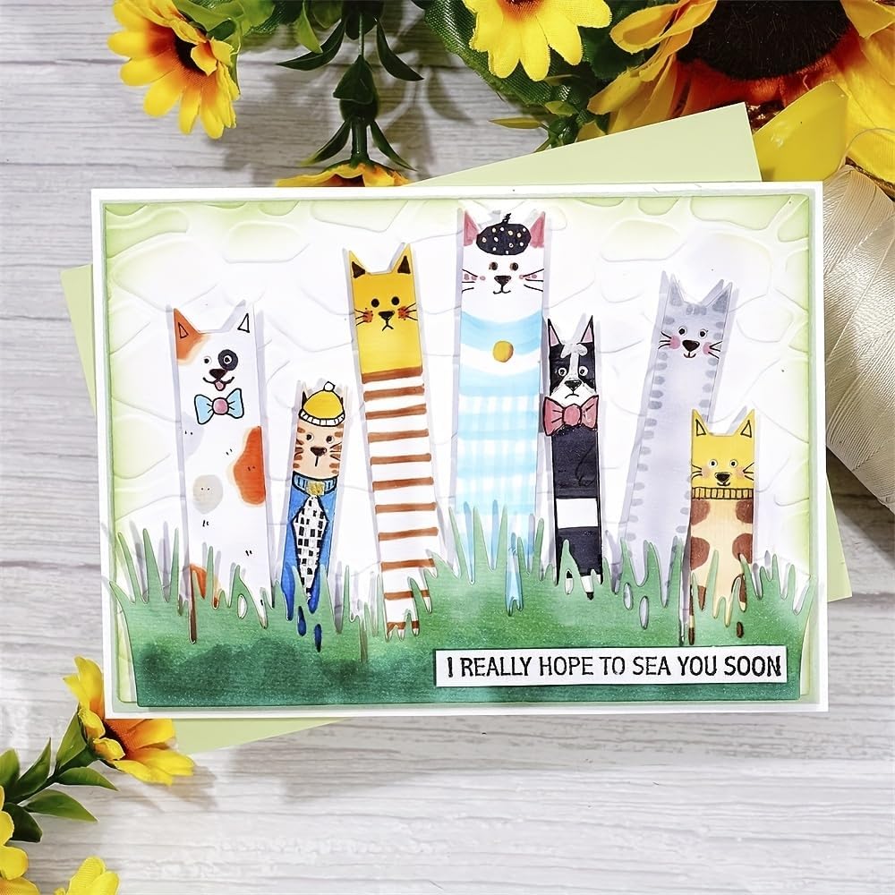 Lapoo Cutting Die for Scrapbooking, 3D Backgrounds Frame New Cutting Dies DIY Album Card Making Decor Paper Craft Metal Die Cuts Party Decorations (Cat Note 3.9 x 1.8 in)