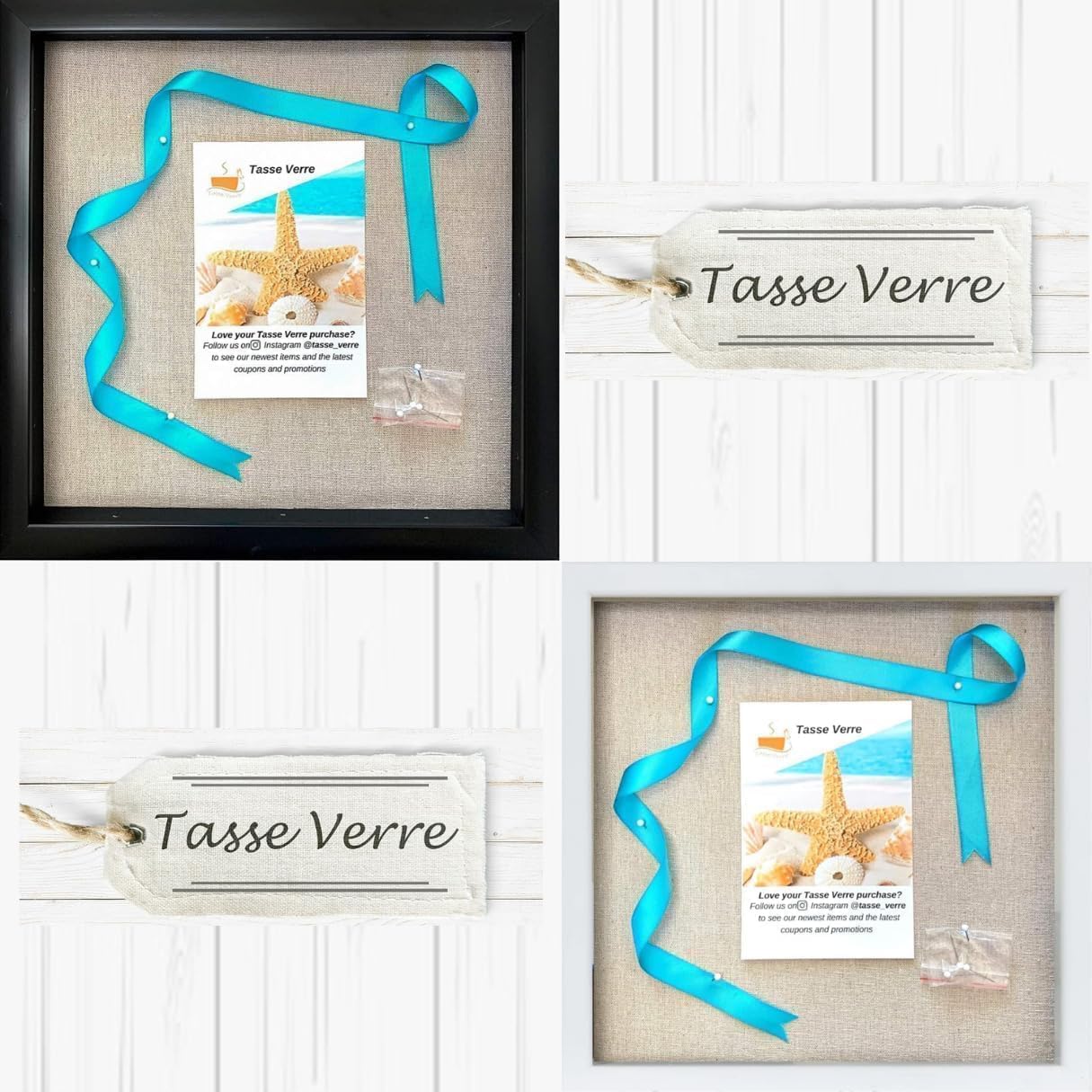 Tasse Verre 10x10 Black Display Shadow Box (2-Pack) Frame w/Linen Background and 16 Stick Pins - Ready to Hang Shadowbox Picture Frame - Box Display Baby Memorabilia Wedding