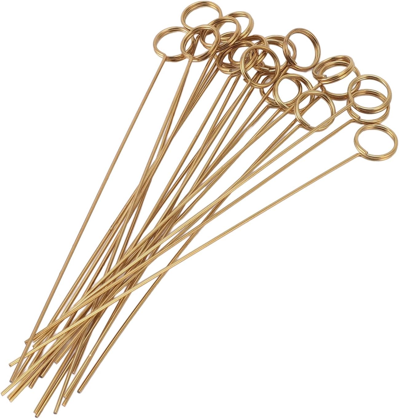 50Pcs Gold Metal Wire Card Holder, 6in Photo Memo Clips, Reusable Floral Picks Clips for Wedding Party Birthday Cake, Place Card Holder for Flower Arrangement (Round)