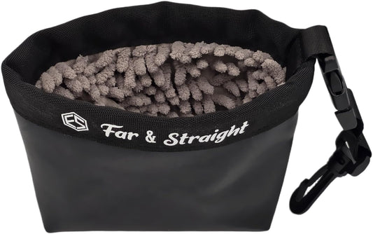 FAR&STRAIGHT Golf Club & Ball Cleaning Pouch – Soft Microfiber Interior for Gentle Cleaning – Clip-On, Washable Bag