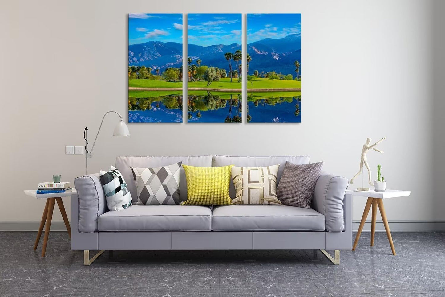 chenchenArt USA California Golf Course Wall Art for Living Room Bedroom Bathroom Home Decorations Golf Course Pictures Posters Canvas Prints Modern Artwork Framed Ready to Hang(20''W x 40''H x3)